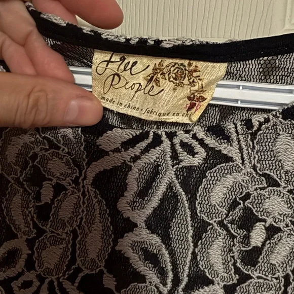 Free People Black and Gray Lace Midi Dress - Picture 6 of 7